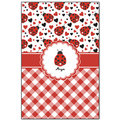 Ladybugs & Gingham Wood Print - 20x30 (Personalized)