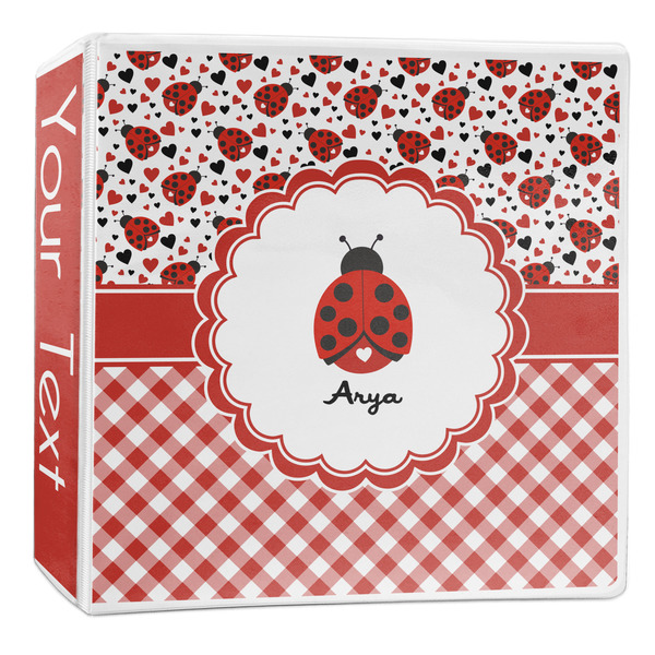 Custom Ladybugs & Gingham 3-Ring Binder - 2 inch (Personalized)