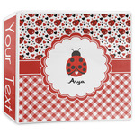 Ladybugs & Gingham 3-Ring Binder - 3 inch (Personalized)