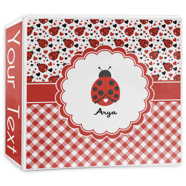 Custom Ladybugs & Gingham 3-Ring Binder - 3 inch (Personalized)