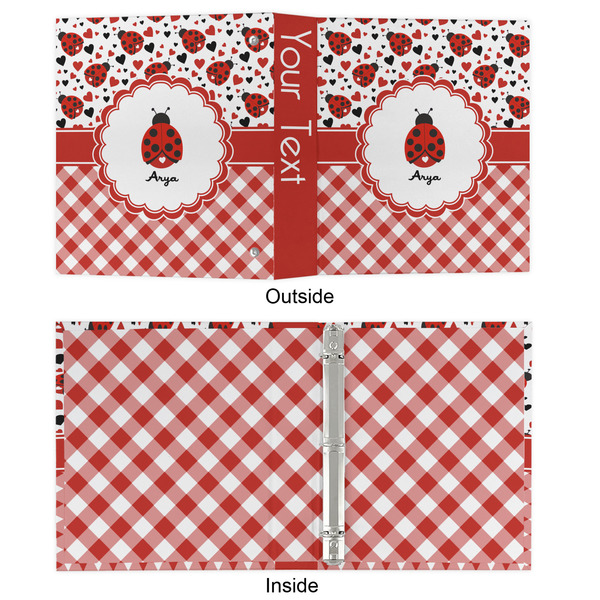 Ladybugs & Gingham 3 Ring Binders - Full Wrap - 1" - APPROVAL