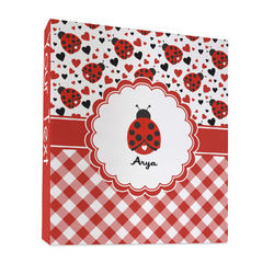 Ladybugs & Gingham 3 Ring Binder - Full Wrap - 1" (Personalized)