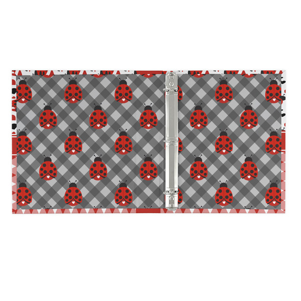 Ladybugs & Gingham 3 Ring Binders - Full Wrap - 1" - OPEN INSIDE