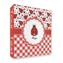 Ladybugs & Gingham 3 Ring Binder - Full Wrap - 2" (Personalized)
