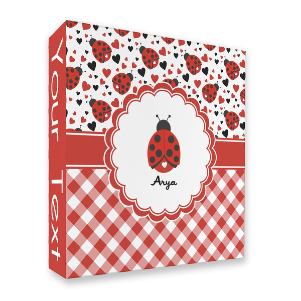 Custom Ladybugs & Gingham 3 Ring Binder - Full Wrap - 2" (Personalized)