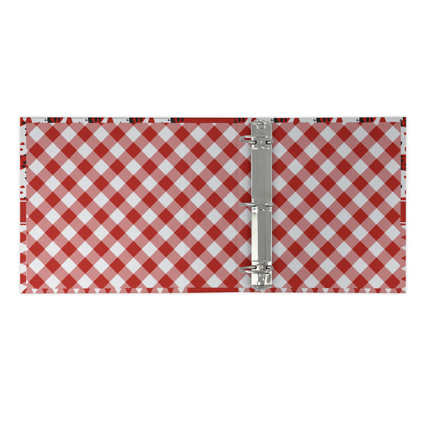 Ladybugs & Gingham 3 Ring Binders - Full Wrap - 2" - OPEN INSIDE