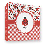 Ladybugs & Gingham 3 Ring Binder - Full Wrap - 3" (Personalized)