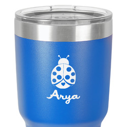 Ladybugs & Gingham 30 oz Stainless Steel Tumbler - Royal Blue - Single-Sided (Personalized)