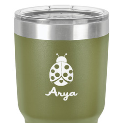 Ladybugs & Gingham 30 oz Stainless Steel Tumbler - Olive - Double-Sided (Personalized)