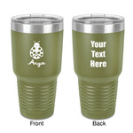 Ladybugs & Gingham 30 oz Stainless Steel Tumbler - Olive - Double-Sided (Personalized)