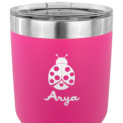 Ladybugs & Gingham 30 oz Stainless Steel Tumbler - Pink - Double Sided (Personalized)