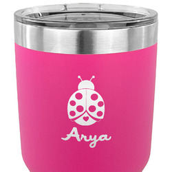 Ladybugs & Gingham 30 oz Stainless Steel Tumbler - Pink - Single Sided (Personalized)