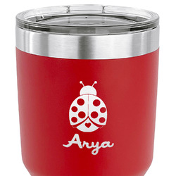 Ladybugs & Gingham 30 oz Stainless Steel Tumbler - Red - Single Sided (Personalized)