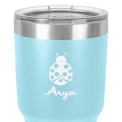 Ladybugs & Gingham 30 oz Stainless Steel Tumbler - Teal - Double-Sided (Personalized)