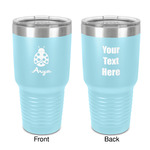 Ladybugs & Gingham 30 oz Stainless Steel Tumbler - Teal - Double-Sided (Personalized)