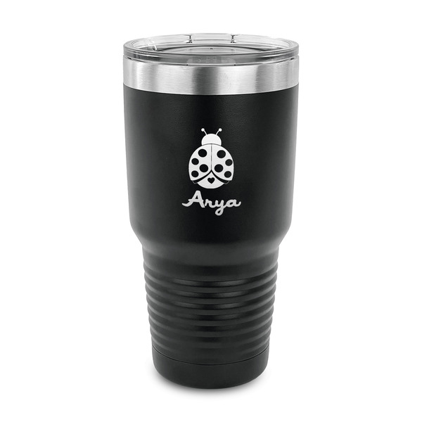 Custom Ladybugs & Gingham 30 oz Stainless Steel Tumbler (Personalized)