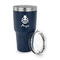 Ladybugs & Gingham 30 oz Stainless Steel Ringneck Tumblers - Navy - LID OFF