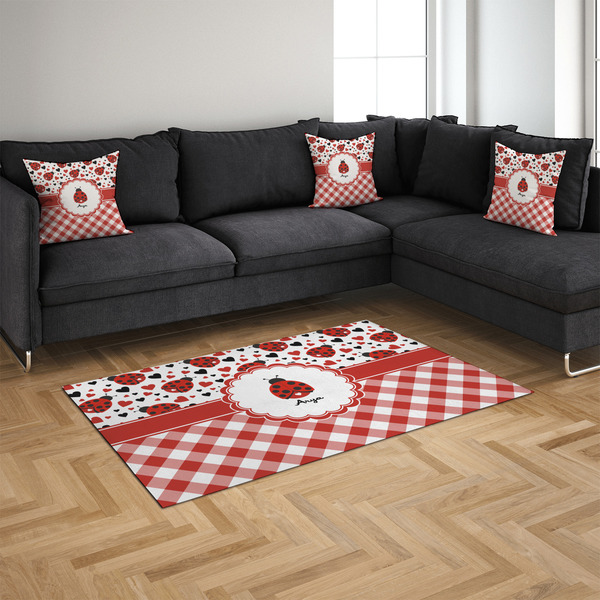Ladybugs & Gingham 4'x6' Indoor Area Rugs - IN CONTEXT