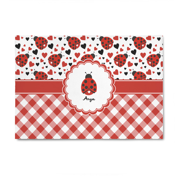 Custom Ladybugs & Gingham 4' x 6' Indoor Area Rug (Personalized)