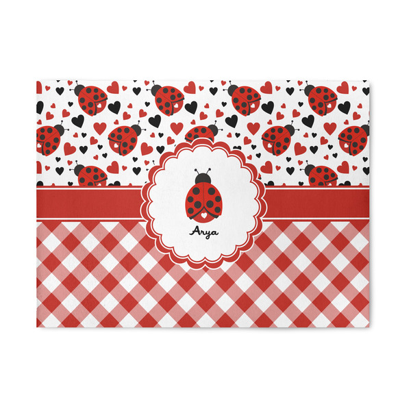 Custom Ladybugs & Gingham 5' x 7' Indoor Area Rug (Personalized)