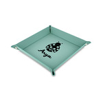 Ladybugs & Gingham 6" x 6" Teal Faux Leather Valet Tray (Personalized)