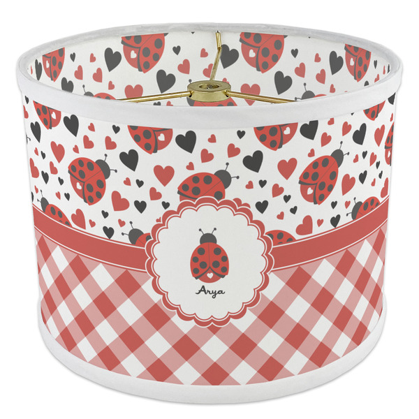 Ladybugs & Gingham 8" Drum Lampshade - ANGLE Poly-Film