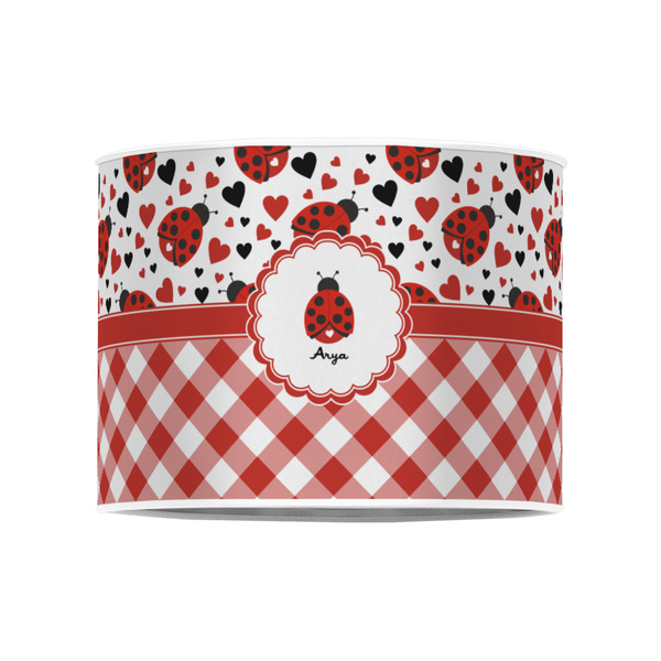 Ladybugs & Gingham 8" Drum Lampshade - FRONT (Poly Film)