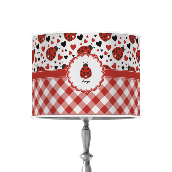 Custom Ladybugs & Gingham 8" Drum Lamp Shade - Poly-film (Personalized)