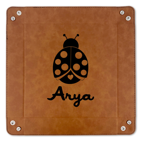 Ladybugs & Gingham 9" x 9" Leatherette Snap Up Tray - APPROVAL (FLAT)