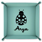 Ladybugs & Gingham Teal Faux Leather Valet Tray (Personalized)