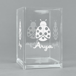 Ladybugs & Gingham Acrylic Pen Holder (Personalized)