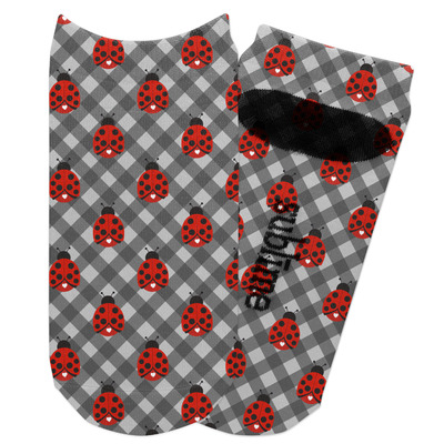 Ladybugs & Gingham Adult Ankle Socks (Personalized)