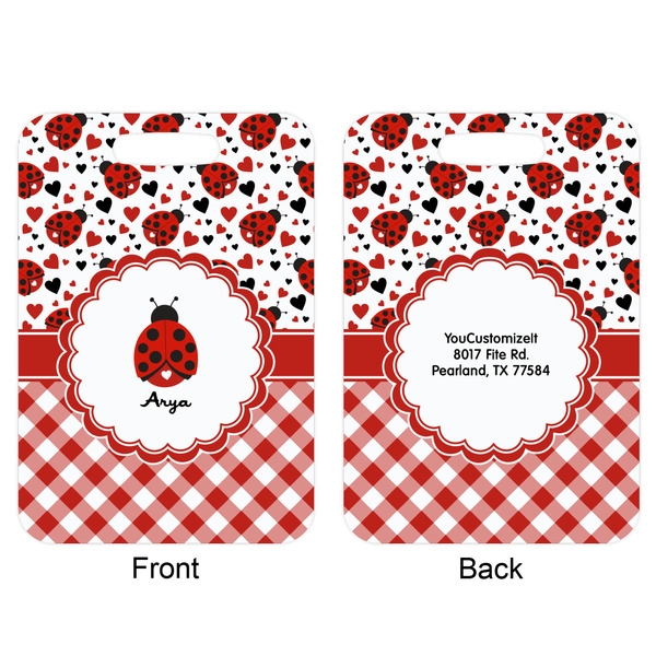 Ladybugs & Gingham Aluminum Luggage Tag (Front + Back)