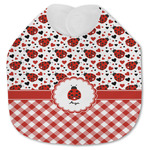 Ladybugs & Gingham Jersey Knit Baby Bib w/ Name or Text