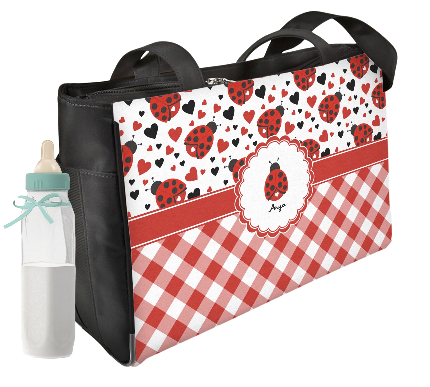 Ladybugs & Gingham Diaper Bag (Personalized) - YouCustomizeIt