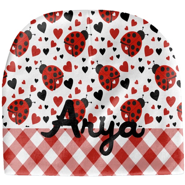Custom Ladybugs & Gingham Baby Hat (Beanie) (Personalized)