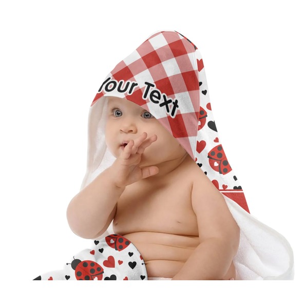 Ladybugs & Gingham Baby Hooded Towel on Child