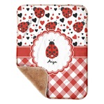 Ladybugs & Gingham Sherpa Baby Blanket - 30" x 40" w/ Name or Text
