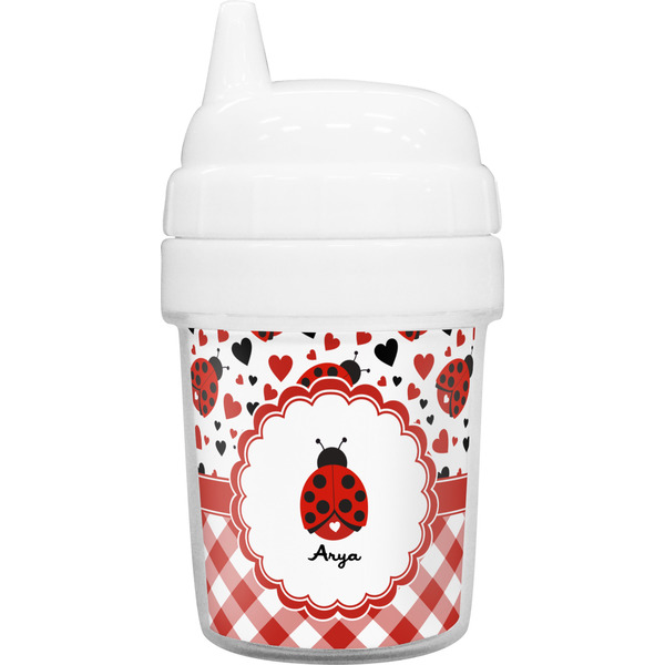 Custom Ladybugs & Gingham Baby Sippy Cup (Personalized)
