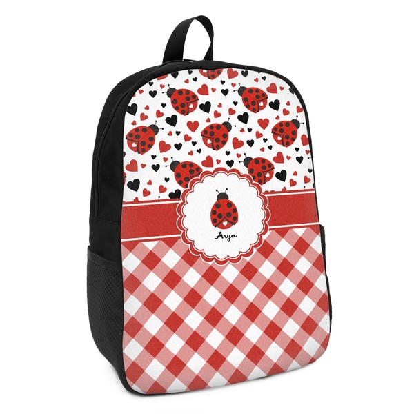 Custom Ladybugs & Gingham Kids Backpack (Personalized)