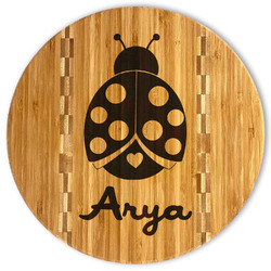 Ladybugs & Gingham Bamboo Cutting Board (Personalized)