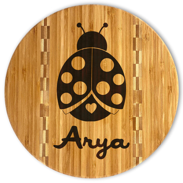 Custom Ladybugs & Gingham Bamboo Cutting Board (Personalized)