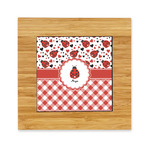 Ladybugs & Gingham Bamboo Trivet with Ceramic Tile Insert (Personalized)