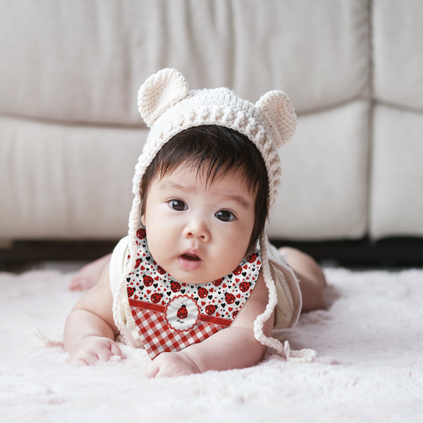 Ladybugs & Gingham Bandana Bib - (Lifestyle 2 girl)