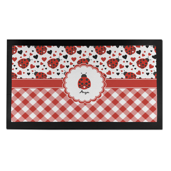 Custom Ladybugs & Gingham Bar Mat - Small (Personalized)