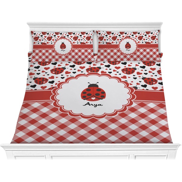 Custom Ladybugs & Gingham Comforter Set - King (Personalized)