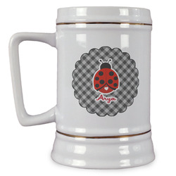 Ladybugs & Gingham Beer Stein (Personalized)