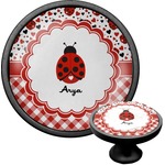 Ladybugs & Gingham Cabinet Knob (Black) (Personalized)