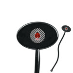 Ladybugs & Gingham 7" Oval Plastic Stir Sticks - Black - Single Sided (Personalized)