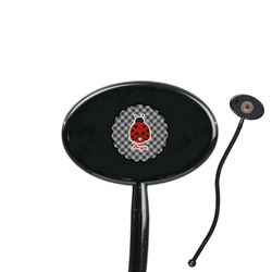 Ladybugs & Gingham 7" Oval Plastic Stir Sticks - Black - Double Sided (Personalized)
